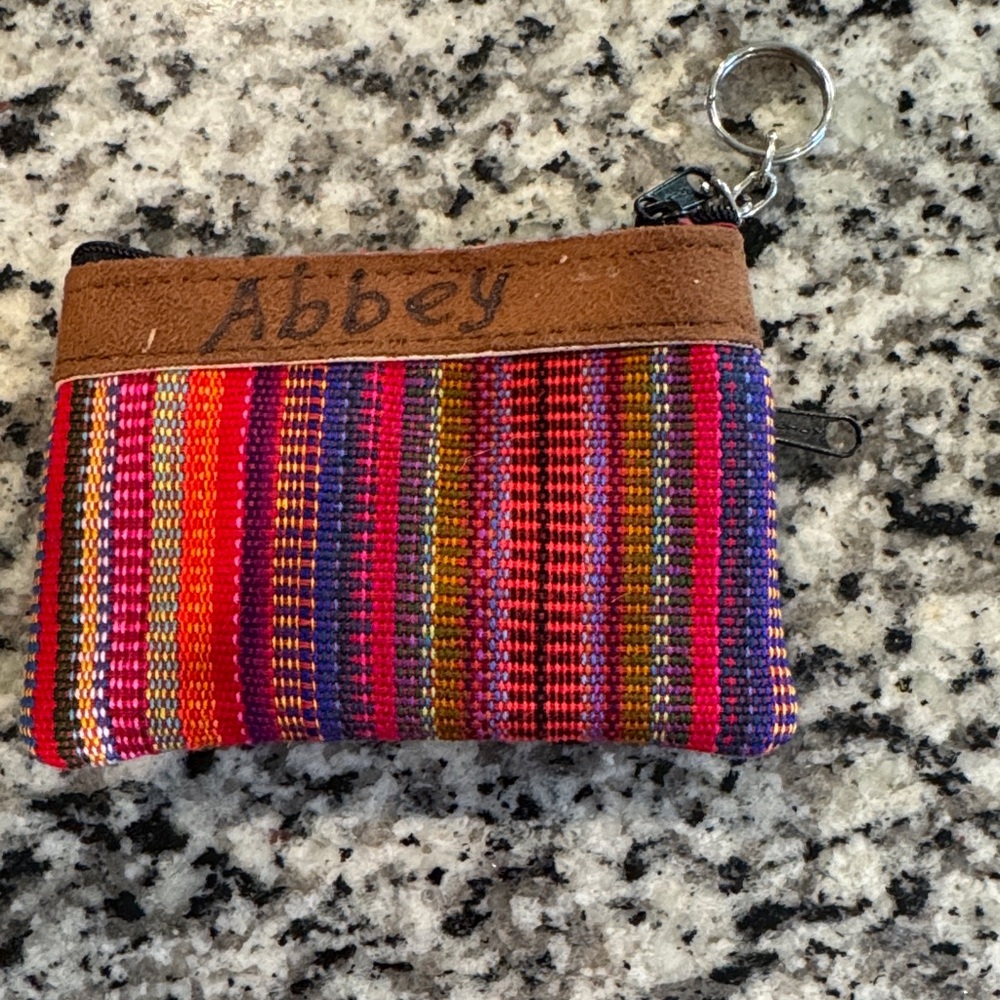 Multicolor Striped Coin Purse with Keyring